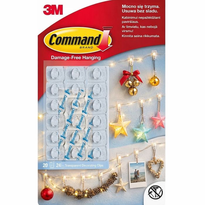 Przezroczyste haczyki samoprzylepne do ozdób świątecznych bombki