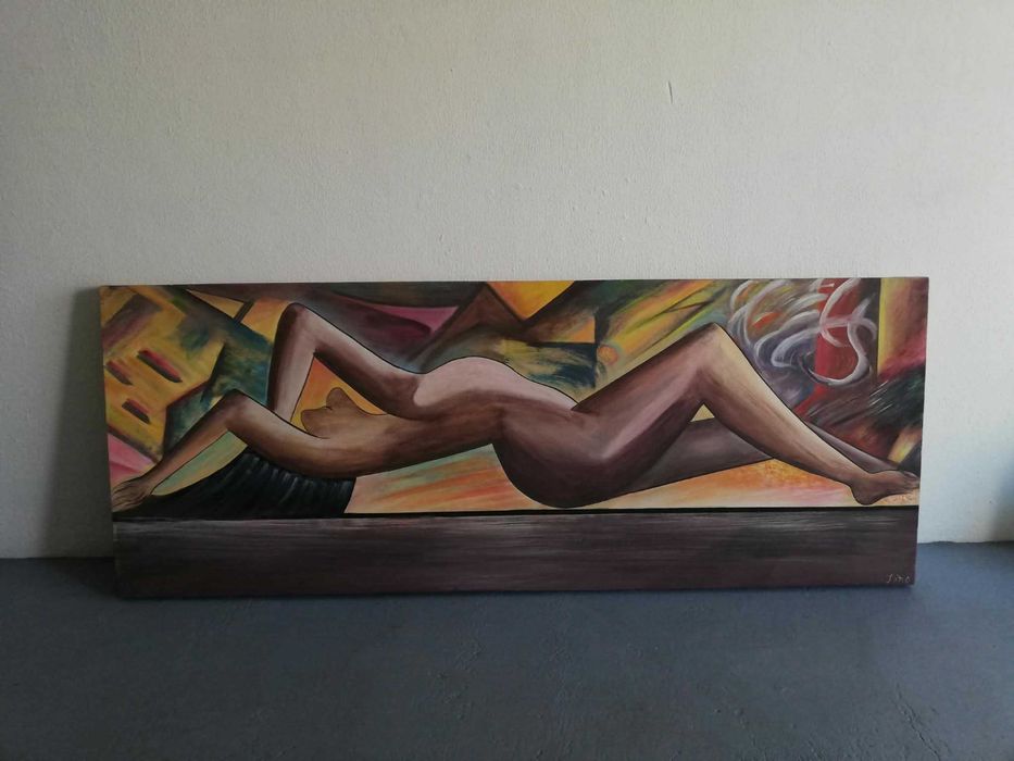 Pintura Moderna de Silhueta Feminina – Assinada "Tino"
