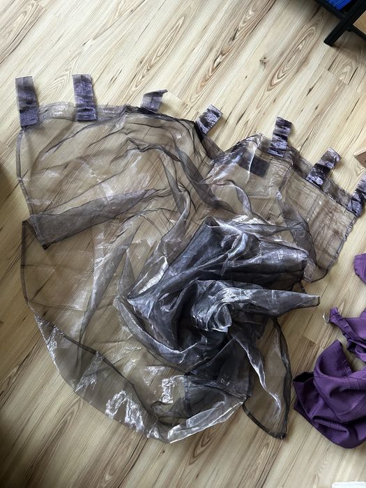 Firanka zasłonka zasłony tiul błyszczące na okno fiolet lila