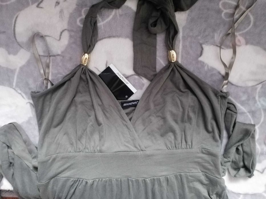 Nowa długa Sukienka Maxi Atmosphere 14 zielona khaki wesele