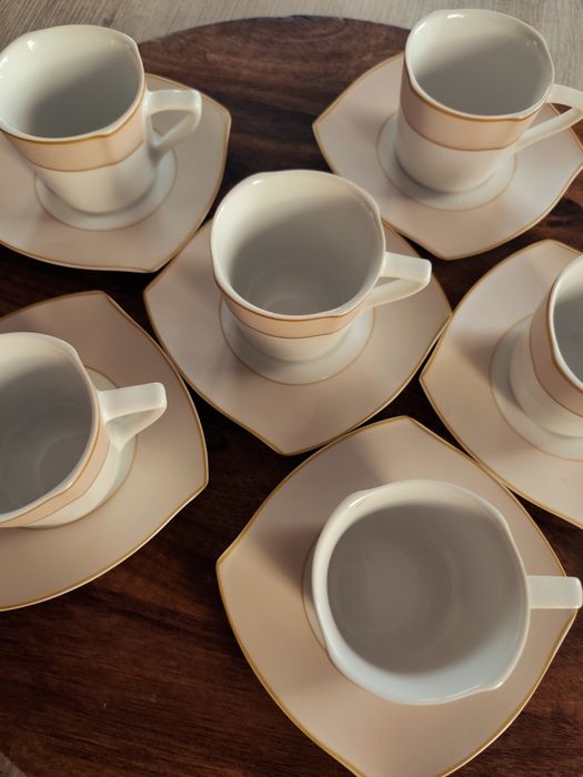 Zestaw ceramiczny do espresso filiżanki spodki talerze po 6 sztuk