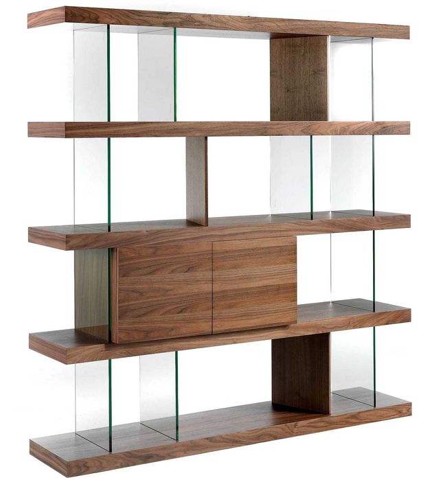 Regał z orzecha włoskiego i szkła (Angel Cerda)