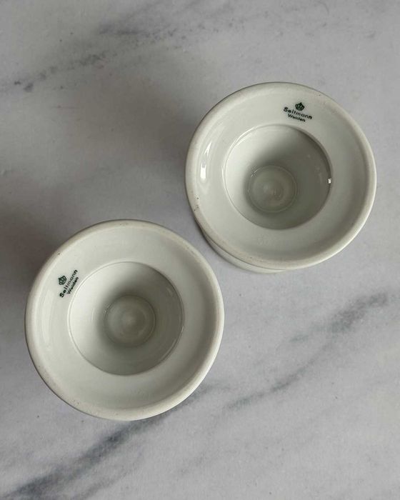 Komplet porcelanowych świeczników Seltmann Weiden | biało-kobaltowe