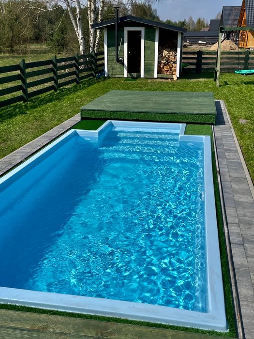 Zielony domek 12 osób Pilchy Roś basen sauna Mazury wynajem