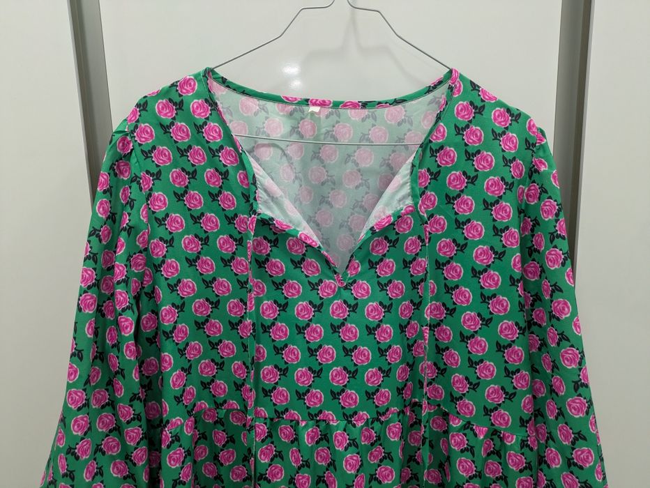Vestido Floral com Rosas Verde, Novo, Tamanho L