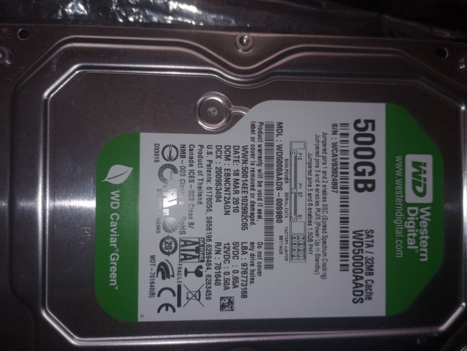 HDD wd5000aads новий