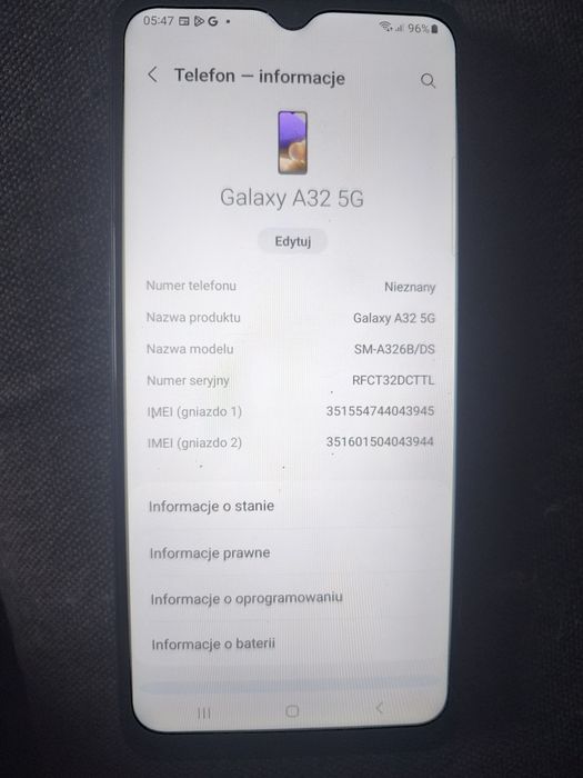Samsung Galaxy A32 5G 4/64 GB Dual SIM – stan bardzo dobry