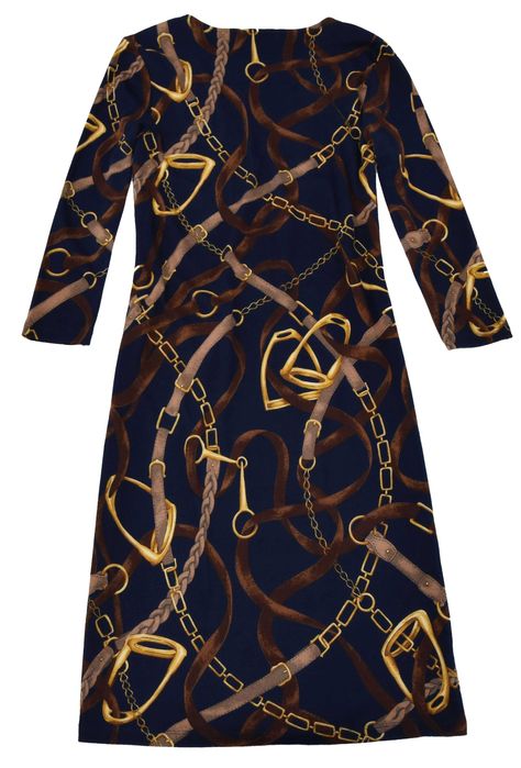 RALPH LAUREN sukienka damska jeździecki wzór ołówkowa midi wygodna L