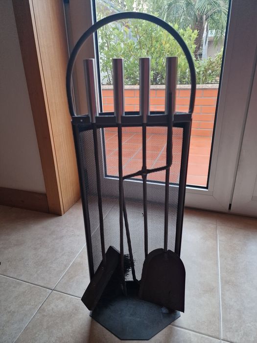 Conjunto utensílios de lareira em aço