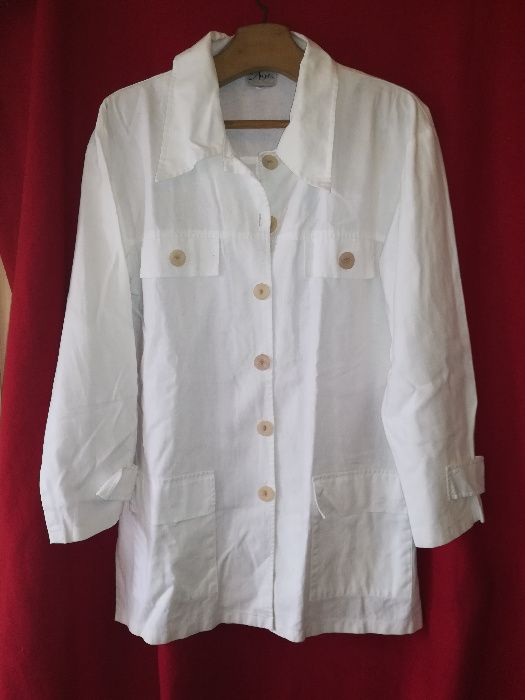 Casaco de linho branco estilo safari - Miss Angels