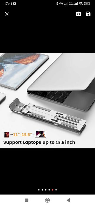 Podstawka pod laptopa Aluminium regulowana do max 15.6 laptop