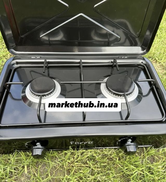 Газова плита з балоном / туристична газова плита на 2 конфорки