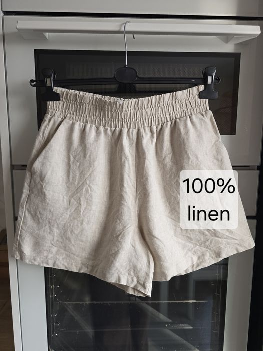 Szorty lniane Reserved nowe r.S luźne lejące beżowe