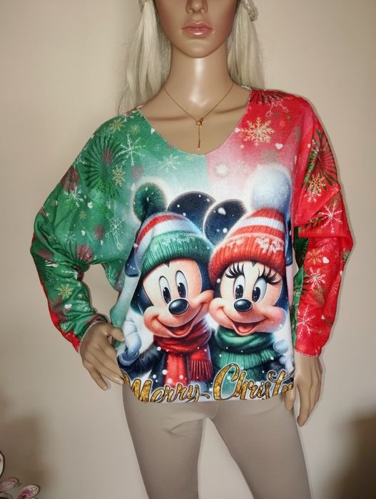 Sweter sweterek myszka Minnie Disney świąteczny z długim rękawem
