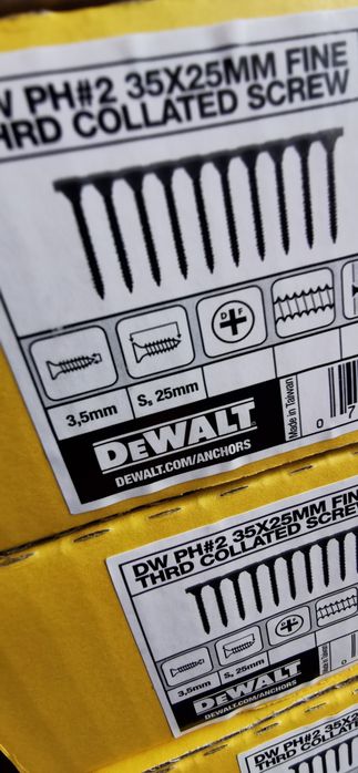 Dewalt wkręty na taśmie do metalu/regipsów 25mm/45mm 1000szt