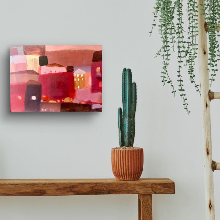 Pejzaż miejski - obraz olejny.