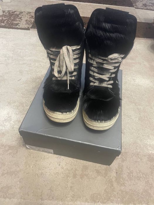 rick owens geobasket pony hair black