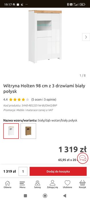 Komoda z witryną