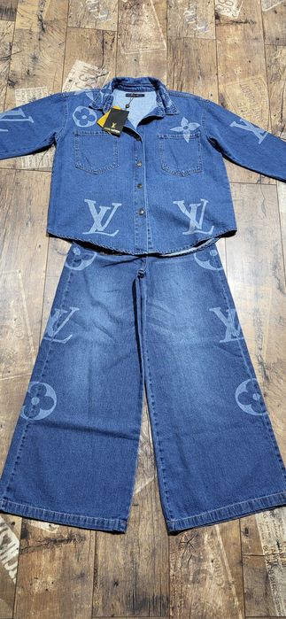 Cudowny komplet koszula katana jeansy szerokie wysoki stan S