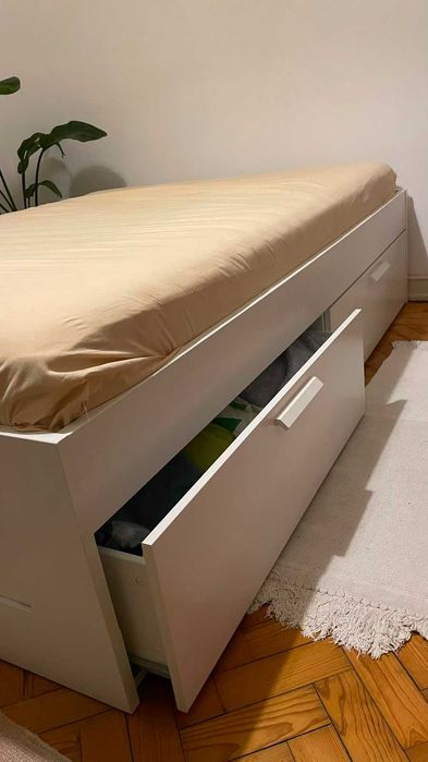 Cama 140x200 com arrumação + Colchão
