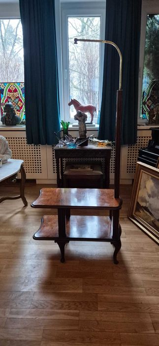 Zabytkowa lampa podłogowa stolik etażerka art deco Ludwik XVI antyk