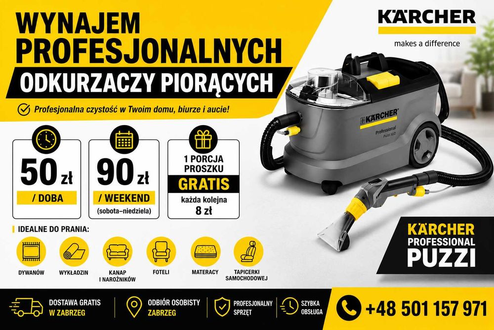Karcher puzzle 10/1 wynajem odkurzacza piorącego
