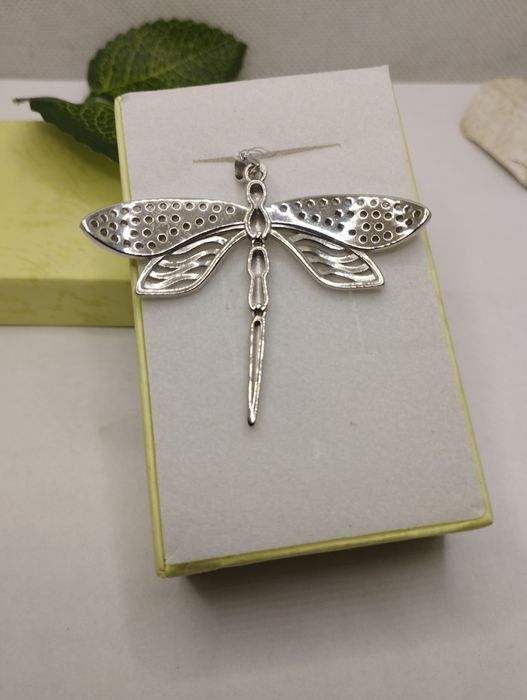 Srebrny wisiorek, ważka, próba 925