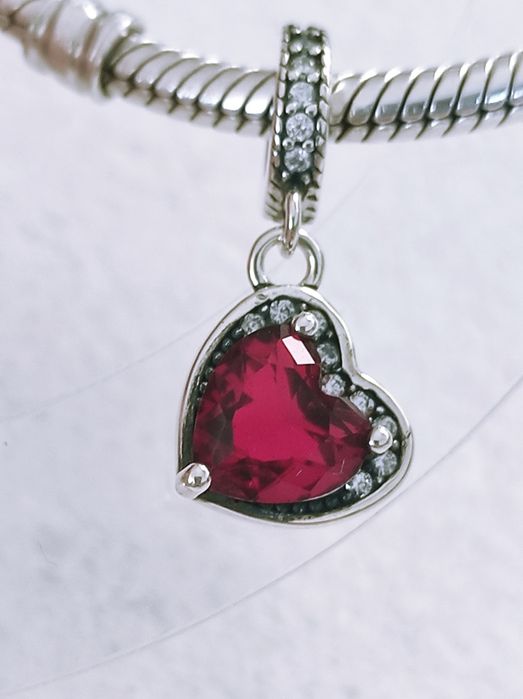 Zawieszka czerwone serce charm's s 925