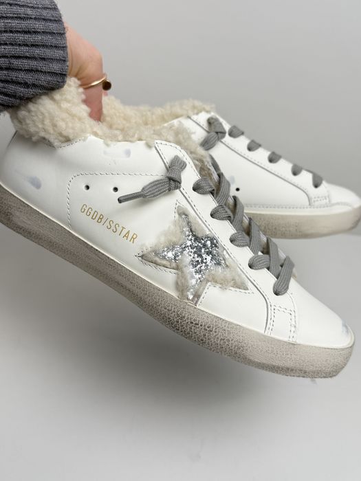 кеди зимові кросівки жіночі ggdb golden goose голден гус білі шкіряні