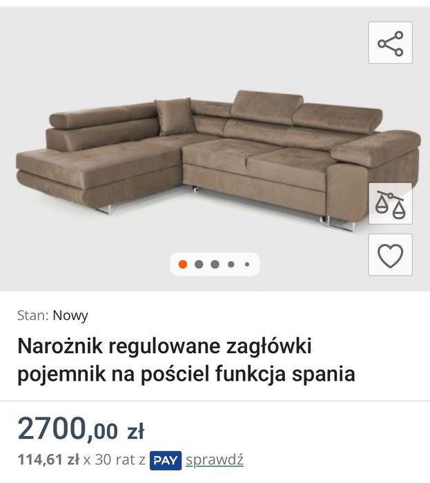 Kanapa narożnik z zagłówkami