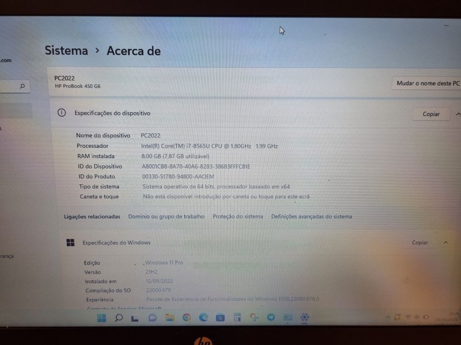 HP ProBook 450 G6, i7, 8GB RAM, 15 polegadas