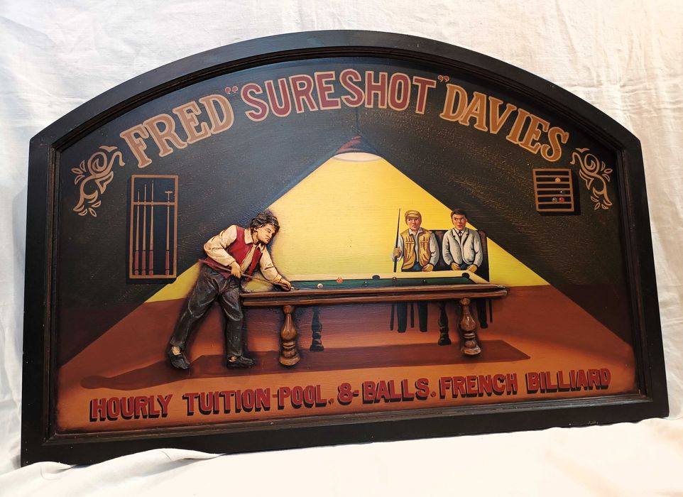 Placa Madeira Bilhar Fred Sureshot Davies