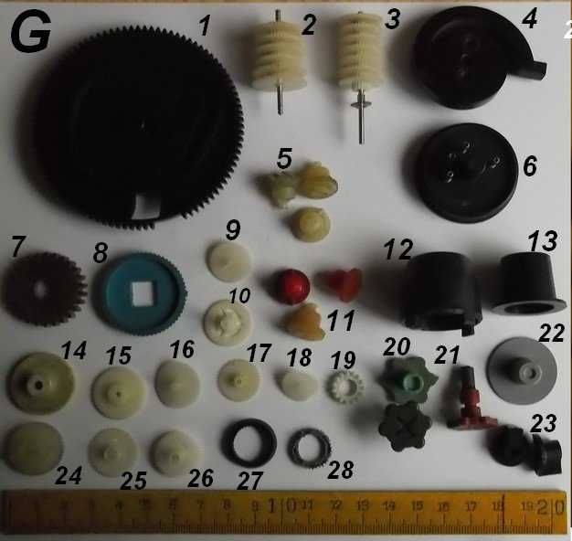 Części mechaniczne ze starego sprzętu RTV - prawie 220 szt