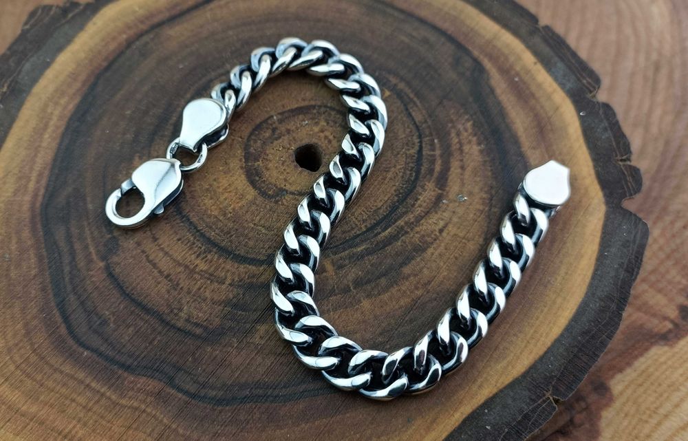 Серебряный браслет Панцирь, плетение Панцирное. Срібний товстий