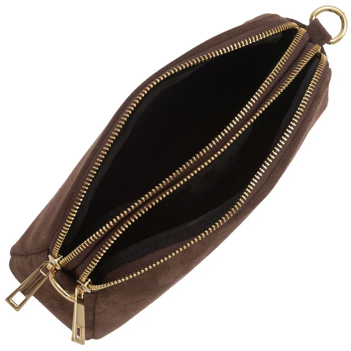 VERA PELLE torebka zamszowa listonoszka z paskiem V712 granatowa