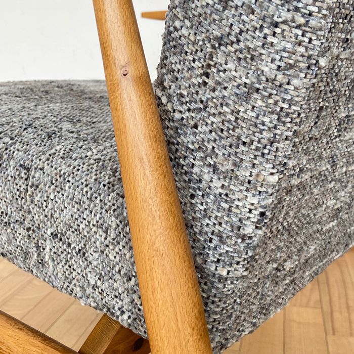 Oryginał Fotel lisek PRL melanżowa szaro beżowa Henryk Lis 2