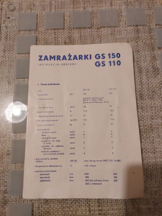 Instrukcja do zamrażarki Foron GS150, GS110