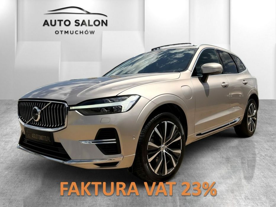 Volvo XC 60 RECHARGE panorama 4x4 kamery 360 acc blis head up skora hak MAX OPCJA