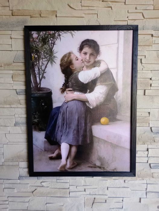 Obraz na płótnie - W. Adolphe Bouguereau, A Little Coaxing, 50x70cm