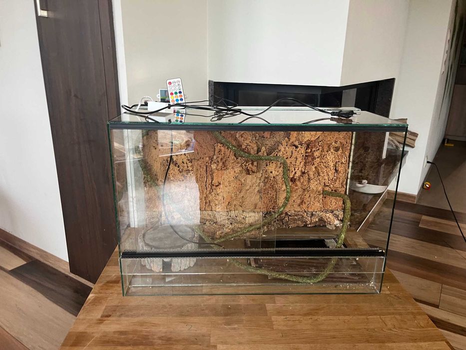 Terrarium dla węża zbożowego 60x40x30 mata grzewcza, LED, wyposażenie