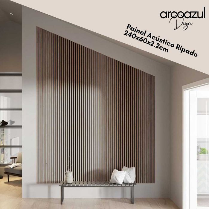Painel Acústico Ripado - 240x60cm - 6 tons By Arcoazul Design