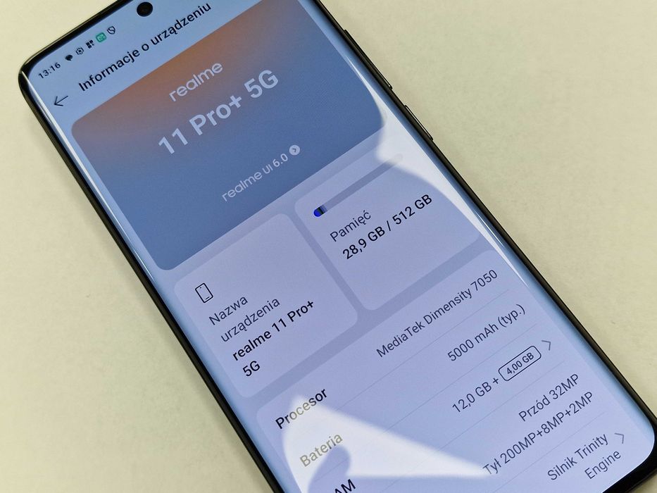 Realme 11 PRO+ 5G Dual SIM/ 12GB/ 512GB/ Astral Black/ Grade A + ładow