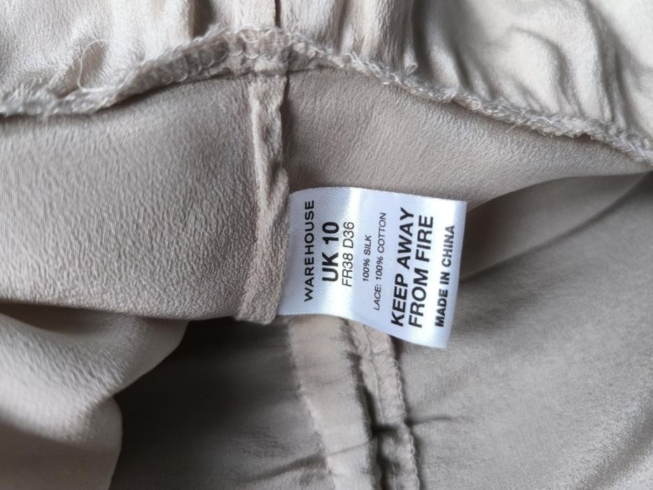 Sukienka krótka długi rękaw lekka silk cotton boho 10 M 38 Warehouse