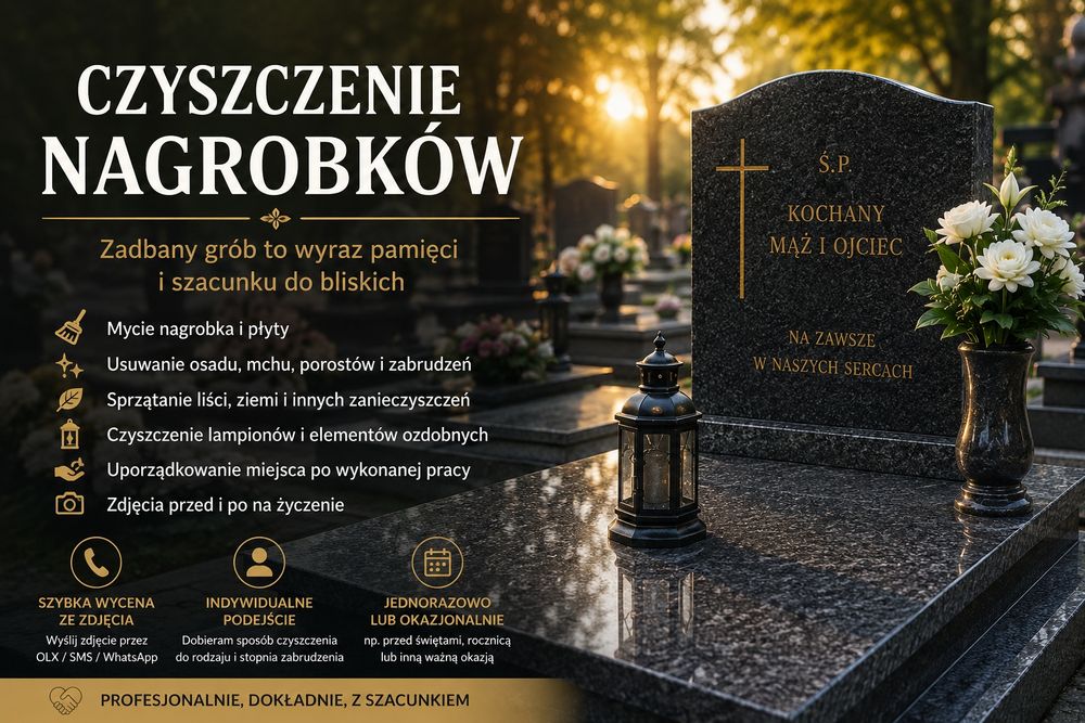 Mycie grobów nagrobków szybko solidnie kwiaty znicze
