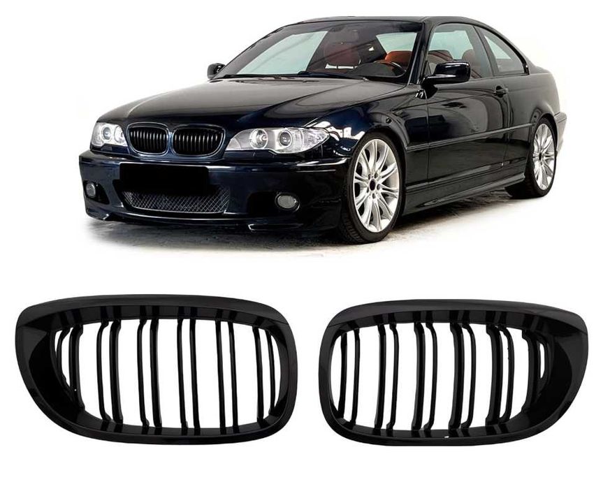 Nerki grill atrapa Czarny połysk BMW E46 COUPE CABRIO LIFT 2003/2007