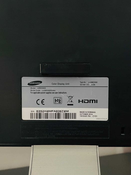Monitor SAMSUNG model U28D590D 28" 4K