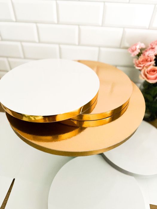Podkład pod tort/ciasto styrodur fi 26 fullColor (ZŁOTY/SREBRNY) 10SZT