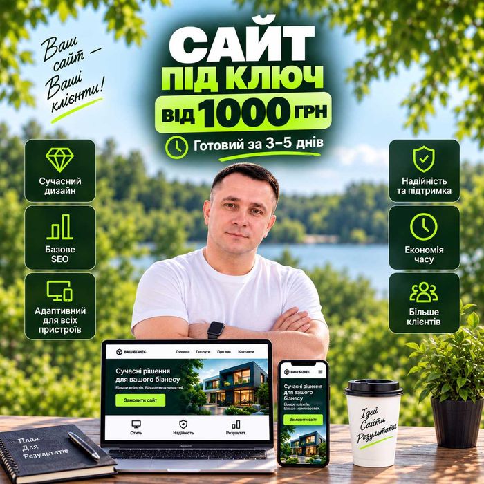 Сайт-Візитка для компанії та послуг | Створення за 3 дні від 1000 грн