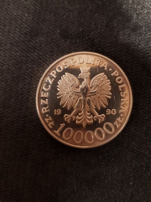 Moneta srebro solidarność 100000zł 1990rok
