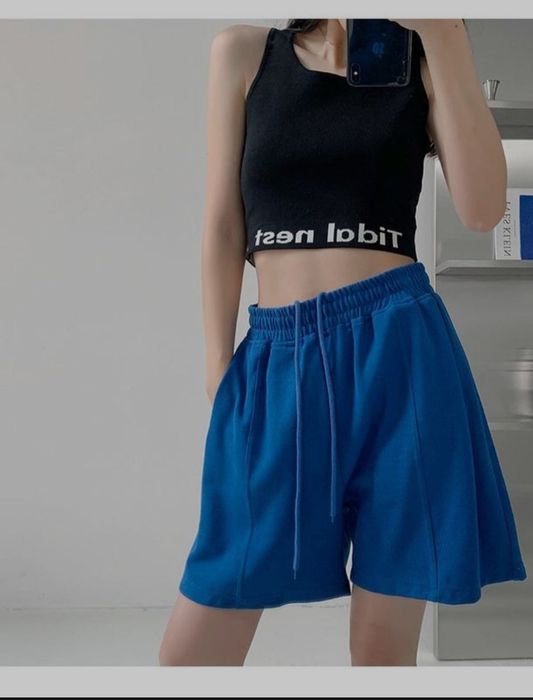 Шорти бермуди сині з високою посадкою